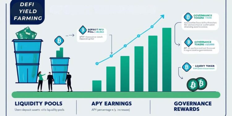 infographic explaining how yield farming works step-by-step