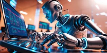 Automated AI trading bot analyzing cryptocurrency market trends.