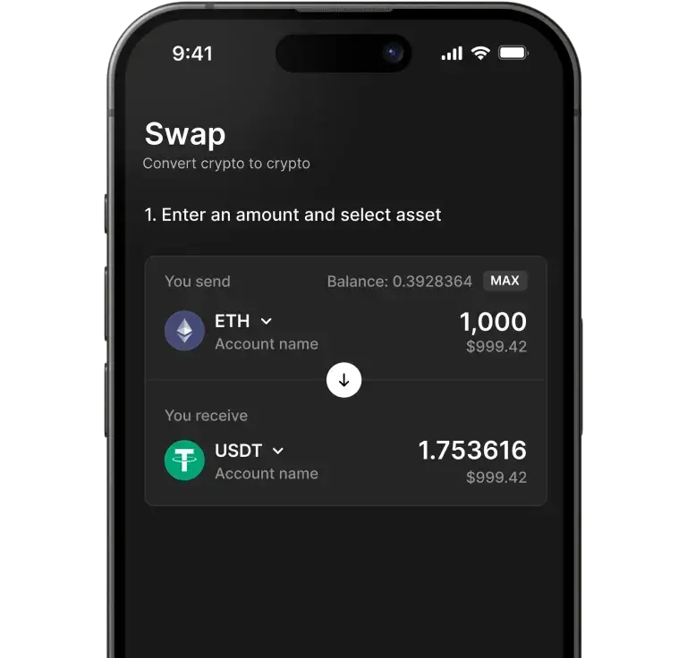 hardware wallet Ledger flex Swap interface